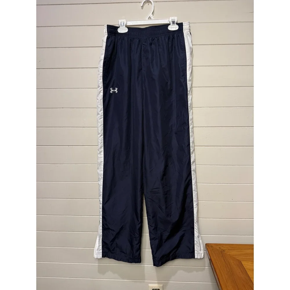 Under Armour Men Navy White Athletic Track Pants Joggers Size Large‎
